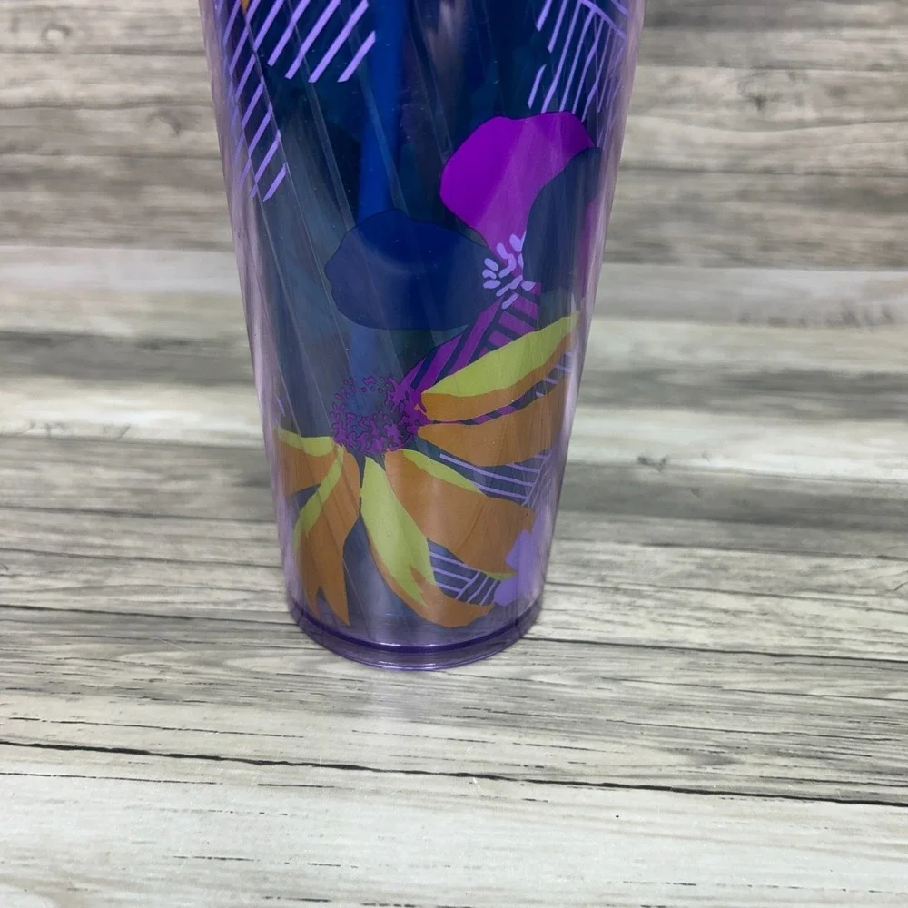 Starbucks Purple Floral Wave Venti Tumbler with Purple Straw Cup‎ 2022